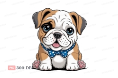 Adorable bulldog puppy wearing blue bowtie canine animal Product Image 1