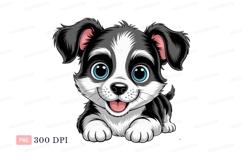 Adorable fluffy puppy with big blue eyes canine animal Product Image 1