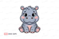 Cute cartoon hippopotamus animal baby Product Image 1