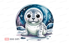 Cute baby seal in icy bubble animal arctic Product Image 1
