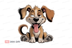 Happy cartoon dog with tongue out playful brown Product Image 1