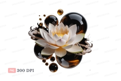 White lotus with amber liquid spheres flower yellow Product Image 1