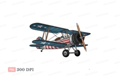 American biplane illustration airplane vintage Product Image 1