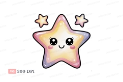 Cute kawaii star with blush cheeks yellow pink Product Image 1