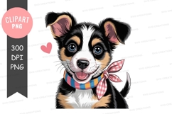 Adorable puppy wearing colorful scarf canine animal Product Image 1