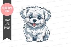 Fluffy white puppy with big eyes cute Product Image 1