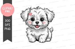 Fluffy white puppy with pink heart image Product Image 1