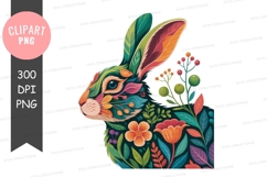 Colorful bunny with flowers rabbit floral Product Image 1