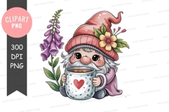 Cute gnome holding coffee cup with flower image Product Image 1