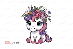 Cute unicorn with rainbow mane and pink ball tail Product Image 1