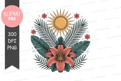 Tropical sun and flower arrangement leaves floral Product Image 1