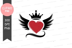 Red heart with brush strokes and wings love symbol Product Image 1