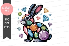 Colorful rabbit adorned with precious gems jewels Product Image 1