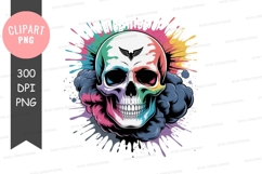 Colorful skull with smoke and splashes black Product Image 1