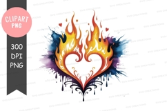 Fiery Heart With Colorful Splatter fire flame Product Image 1