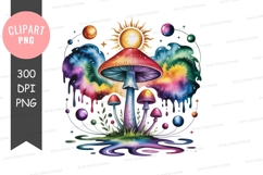 Psychedelic mushrooms sun cosmic nebula image Product Image 1