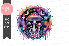 Psychedelic mushroom celestial scene stars moon Product Image 1