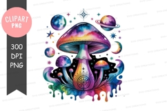 Psychedelic mushrooms planets stars moon image Product Image 1