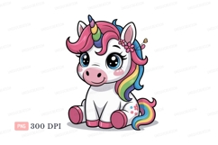 Cute unicorn with rainbow mane and horn image Product Image 1