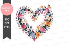 Floral Heart Shape With Butterfly flowers nature Product Image 1