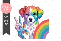 Rainbow puppy peace sign flowers Product Image 1