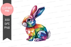 Geometric rainbow bunny rabbit colorful Product Image 1