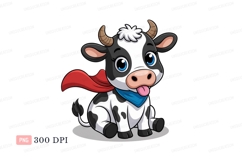 Cute cow superhero with red cape bandana Product Image 1