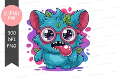 Fluffy blue monster wearing glasses image Product Image 1