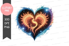Fiery phoenix heart with icy wings fire Product Image 1