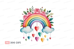 Rainbow hearts and roses flowers clouds Product Image 1