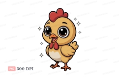 Cute cartoon chicken with big eyes bird Product Image 1