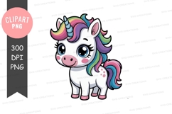 Cute cartoon unicorn with rainbow mane fantasy magical Product Image 1