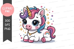 Cute unicorn with rainbow tail and golden horn fantasy Product Image 1