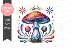 Psychedelic mushroom with stars rainbow colorful Product Image 1