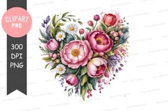 Heart shaped floral arrangement peonies tulips Product Image 1