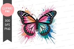 Colorful butterfly watercolor splashes insect Product Image 1