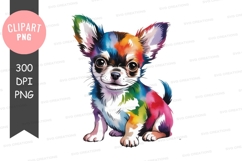 Colorful chihuahua puppy portrait rainbow Product Image 1