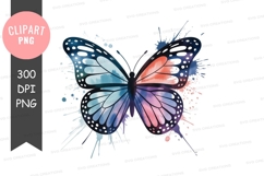 Watercolor butterfly splattered paint blue Product Image 1