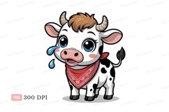Cute cartoon cow with blue eyes and red bandana animal Product Image 1