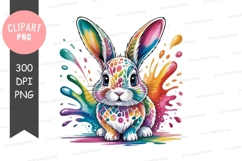 Colorful bunny with paint splashes rabbit Product Image 1