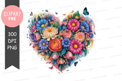 Heart shaped floral arrangement with butterflies flowers Product Image 1