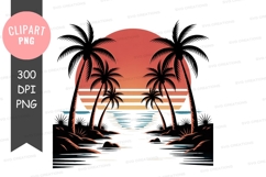 Tropical sunset ocean palm trees beach Product Image 1