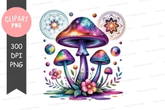 Psychedelic mushrooms cosmic flowers galaxy stars Product Image 1