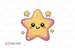 Kawaii yellow star with pink blush cute Product Image 1