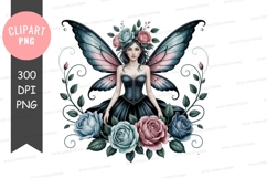 Fairy woman with wings and roses blue Product Image 1