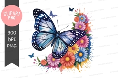 Blue butterfly colorful flowers wings Product Image 1