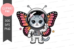 Cute cat astronaut with butterfly wings space Product Image 1