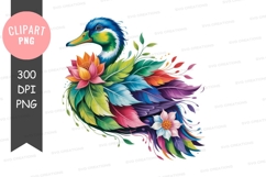 Colorful feathered bird with flowers feathers blue Product Image 1