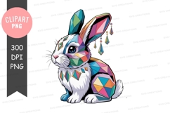 Geometric rabbit adorned with colorful gemstones crystals Product Image 1
