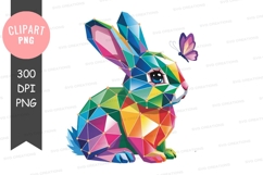 Geometric rabbit butterfly colorful polygonal Product Image 1